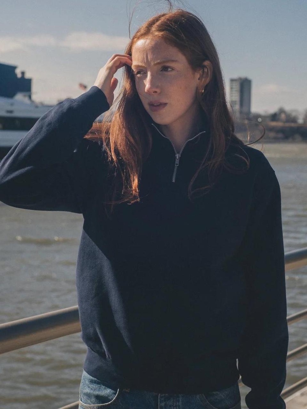 Brandy Melville Navy Quarter Zip